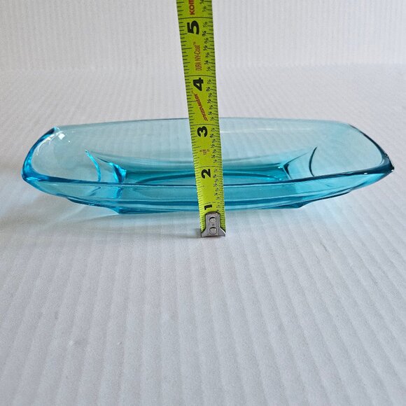 Pretty Hazel Atlas Capri Blue Rectangle Retro Glass Dish - Picture 10 of 10